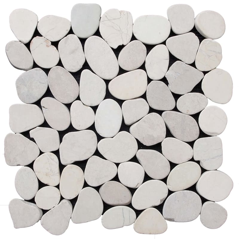 Cruz Bay Studio XS3P Sliced Pebble - 11" x 11" Pebble and Rock Floor - White Natural