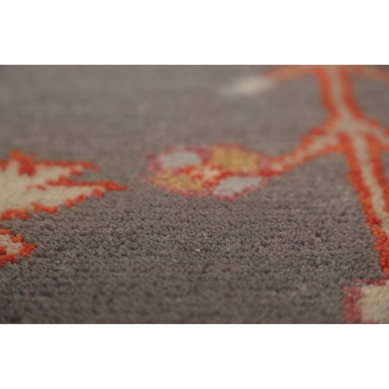 Gray Oushak Oriental Area Rug Hand-Knotted Wool Carpet - 8'10"x 11'9"