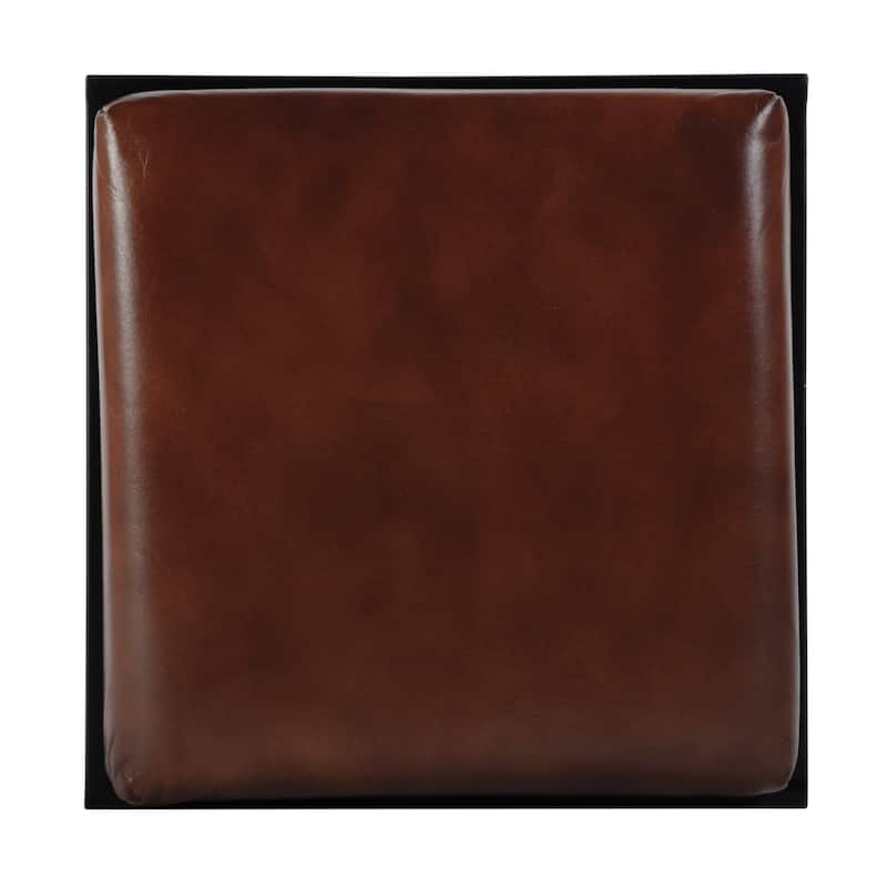 Dudley Leather and Iron Backless Counter and Bar Stools with Footrest
