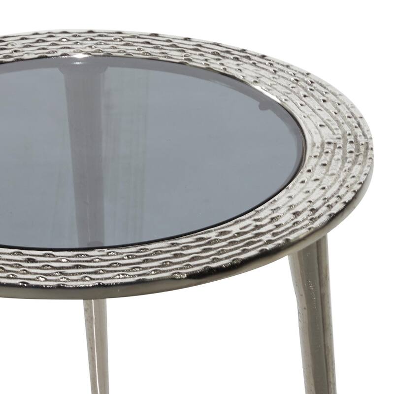 Aluminum Metal Accent Table - Silver - Roche River Decor
