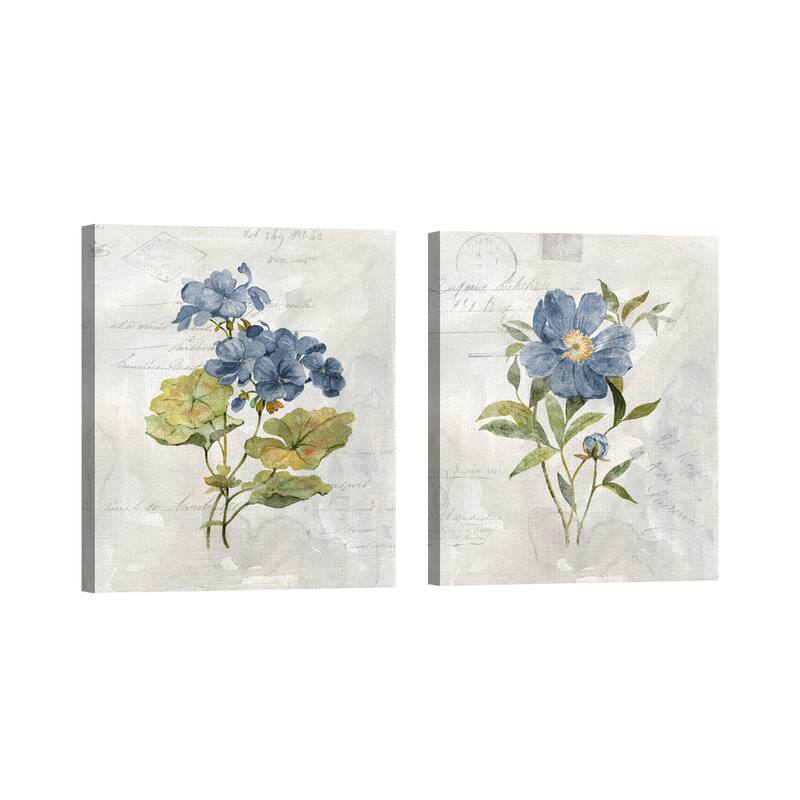 Blue Linen Geranium, Peony by Carol Robinson Canvas Art Prints