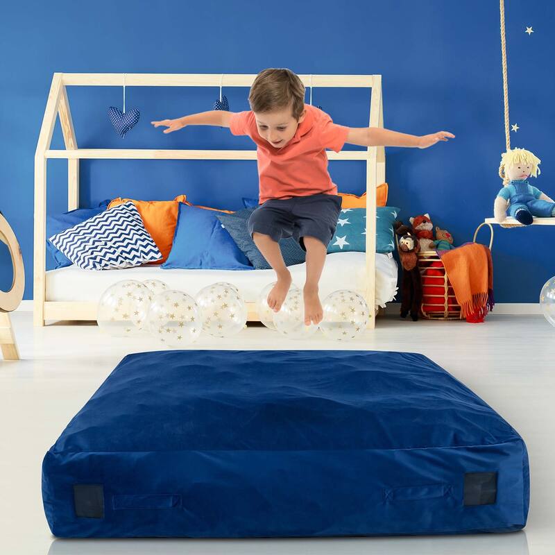 Costway 57" x 57" Crash Pad Sensory Mat with Foam Blocks & Washable - See Details