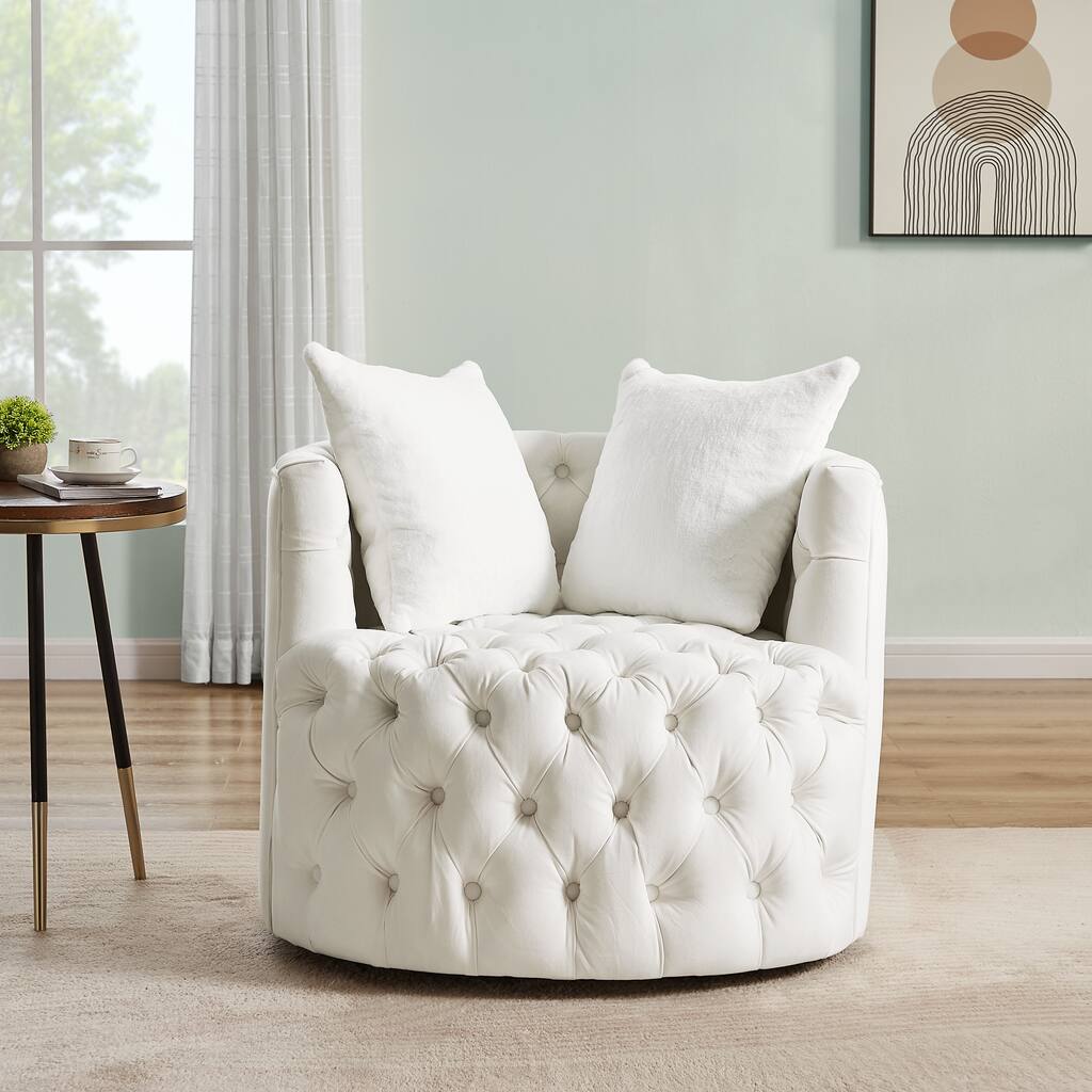 Modern Swivel Barrel Chair Velvet Reading Chair