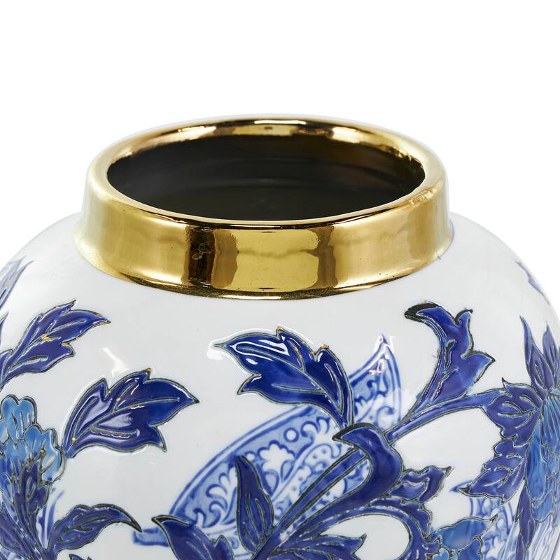 Blue Ceramic Floral Decorative Jars