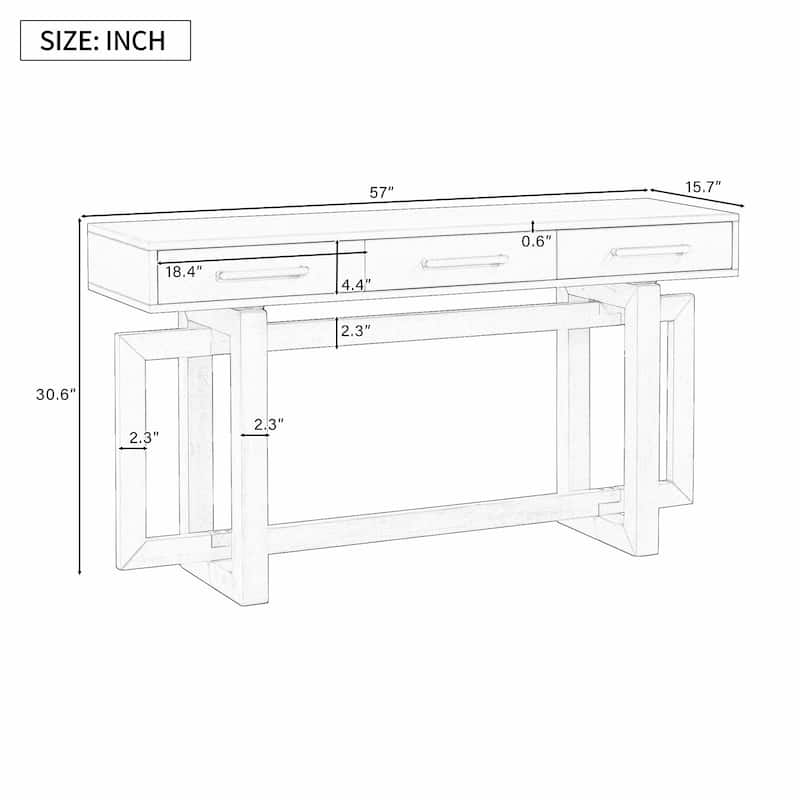 Elegant Extra Long Console Table with Three Drawers