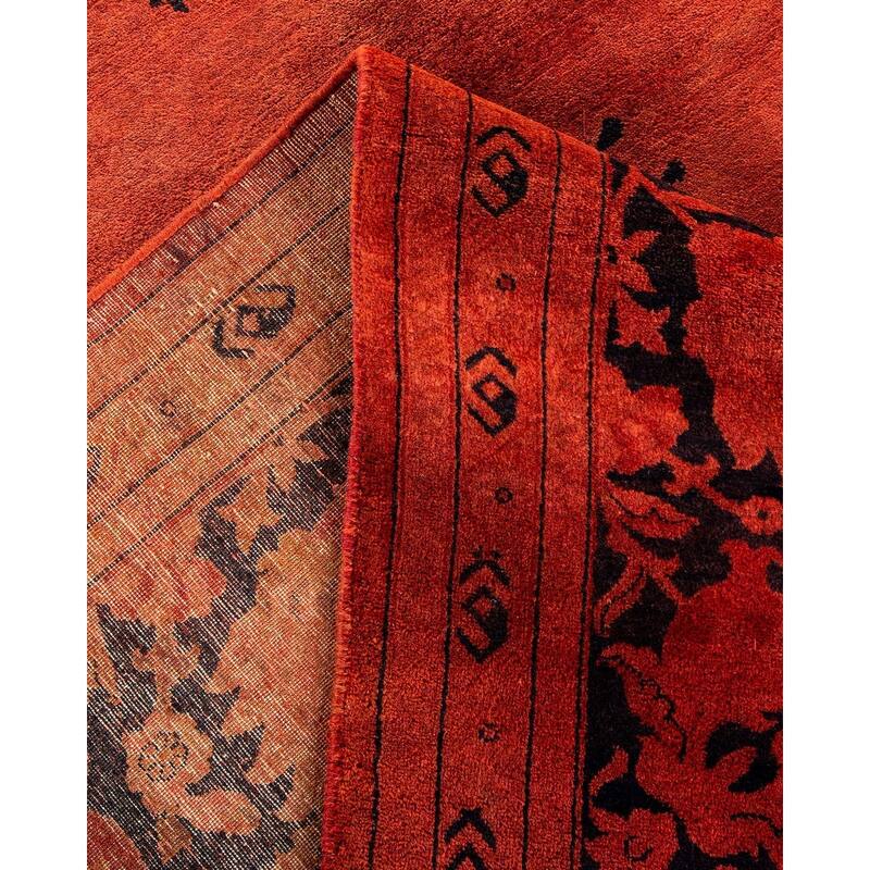 Overton Hand Knotted Wool Vintage Inspired Modern Contemporary Overdyed Red Area Rug - 9' 1" x 12' 2"
