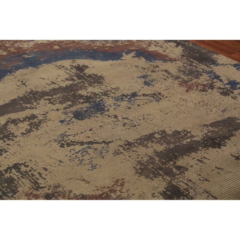 Handmande Abstract Indian Area Rug Handmade Wool Carpet - 7'10"x 9'10"