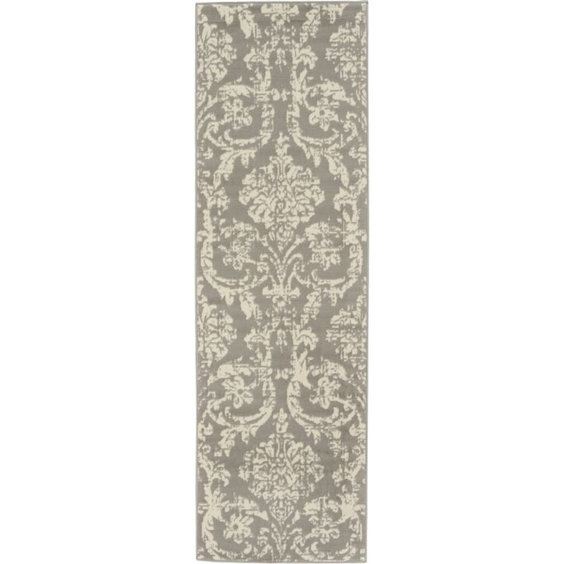 Nourison Jane Farmhouse Vintage Indoor only Damask Area Rug - 2' 3" x 7' 3" - Grey