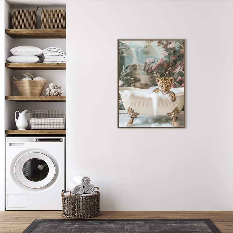 Leopard Spa Retreat by Niky Rahner Framed Canvas Wall Art