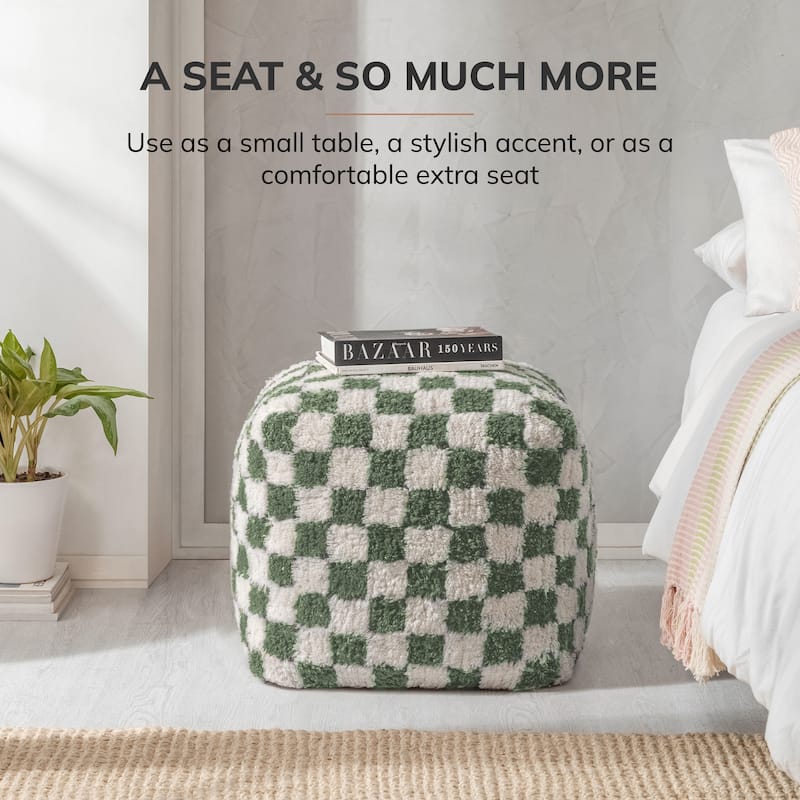 Jani 20-inch Ottoman Pouf - Handcrafted Handmade Ottoman for Seating, Footrest, Home Decor for Living Room, Bedroom
