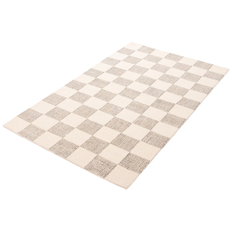 ECARPETGALLERY Hand Tufted Timeless Cream Wool Rug - 5'0 x 7'11