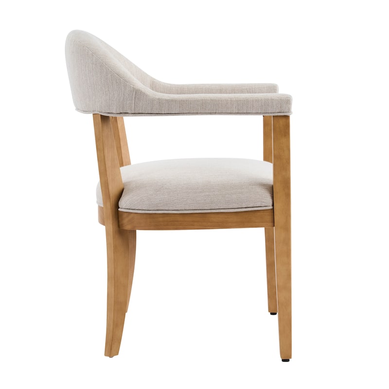 Christopher Knight Home - Mid-Century 5-Piece Set Wood Dining Table Set with 4 Upholstered Arm Chairs