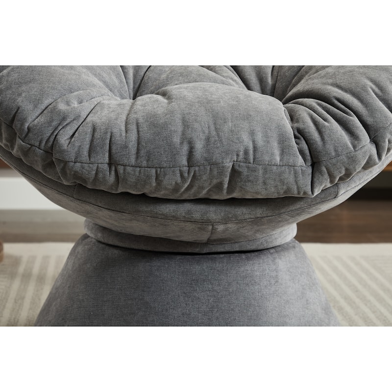 Dark Grey 37" Swivel Barrel Chair with Large Cushion