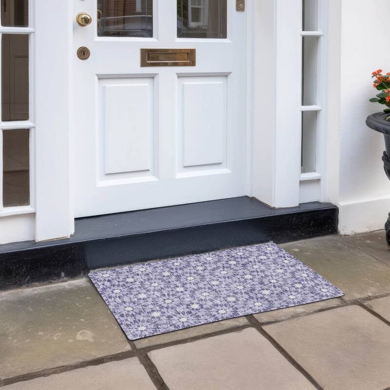 Machine Washable Indoor/ Outdoor Chantille Morrocan Boho Rug - Lilac - 1'8" x 2'6"