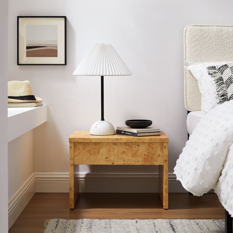Hudson 1-Drawer Burl Wood Nightstand - Burl