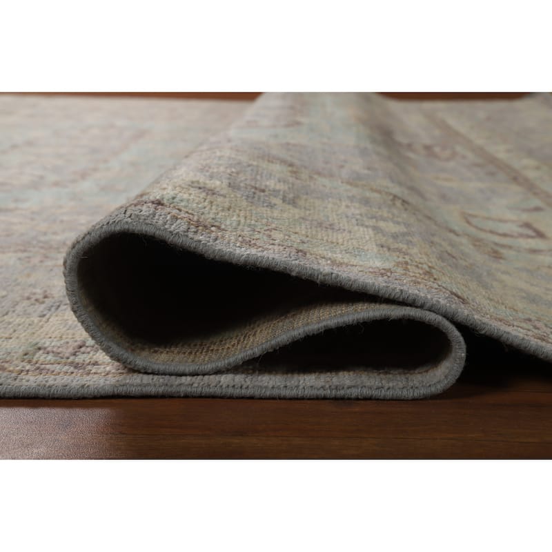 Hand Knotted Oriental 100% Wool Carpet Transitional Floral Navy Blue & Blues Oushak Area Rug - 9' 5'' X 8' 3''
