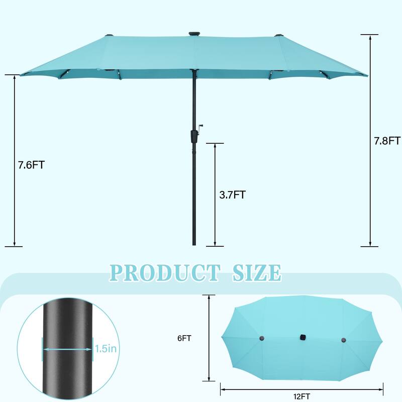 13ft Outdoor Patio Umbrella with LED Lights