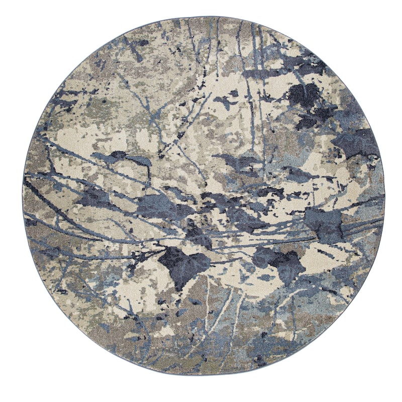 Olympia Collection Blue/Gray Abstract Transitional Design Area Rug - 7'7'' X 7'7''