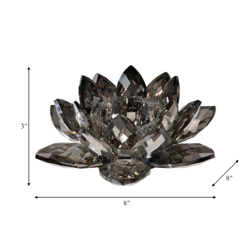 Iridescent Glass Crystal Lotus Votive Candle Holder