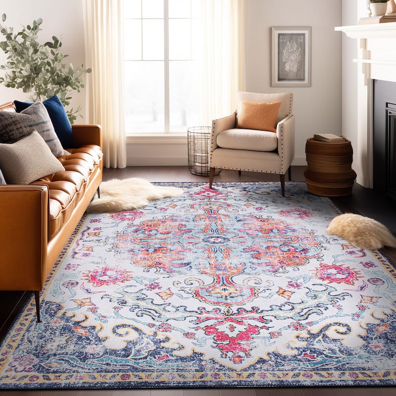 Distressed Bohemian Machine Washable Area Rug