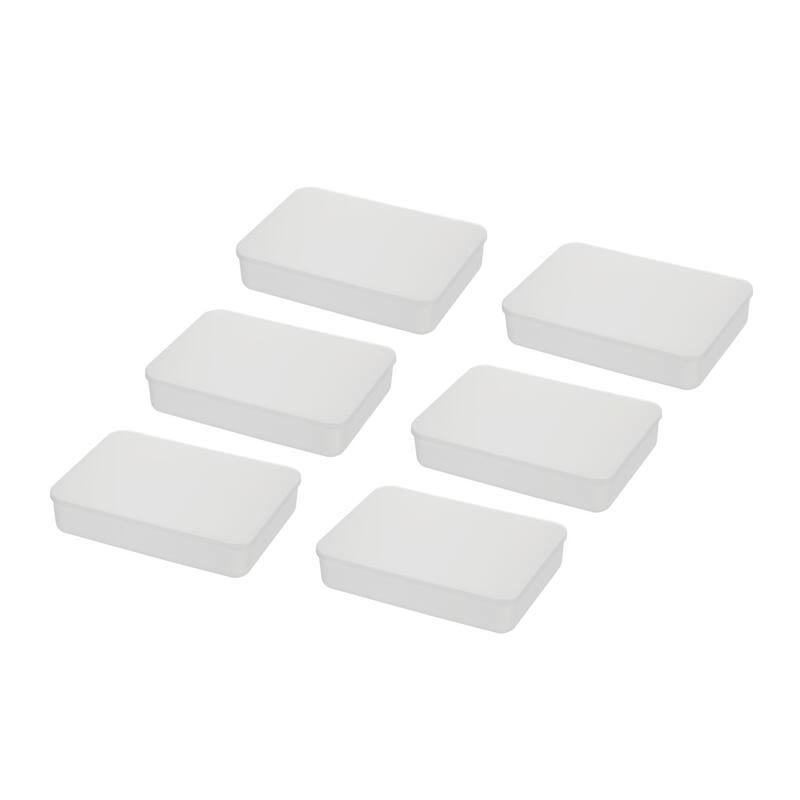 YBM Home Plastic Storage Bins with Lids for Organizing Small Household Items, Multipurpose for Classroom, Drawers, Desktop - 14.25 x 10.25 x 3 - 6 Piece
