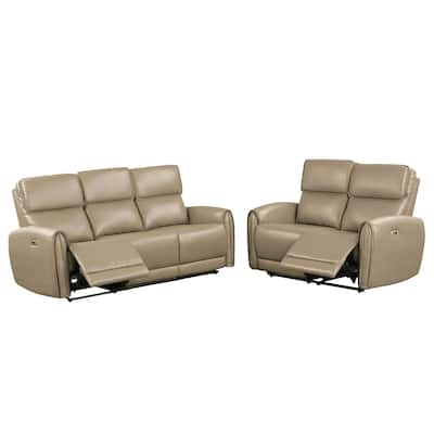 2 Piece Upholstered Power Sofa Set with USB Charging Ports