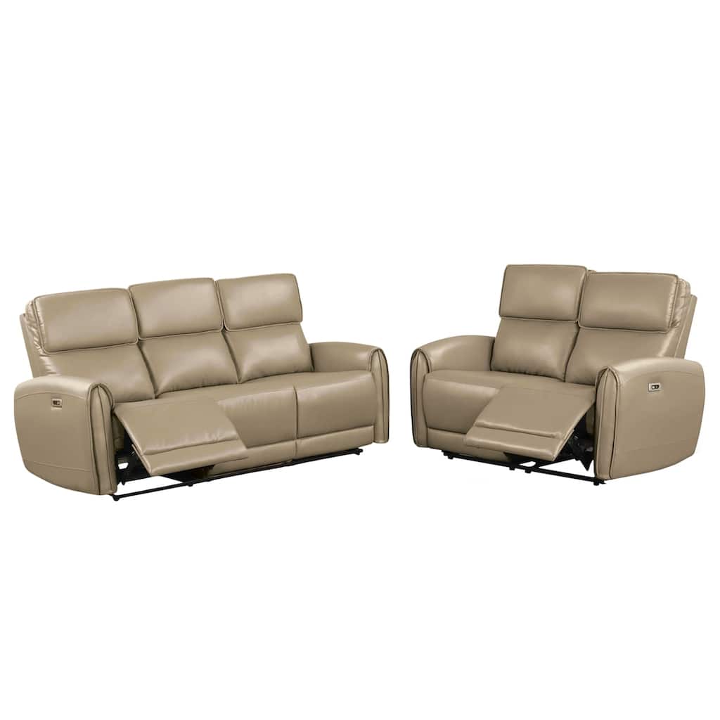 2 Piece Upholstered Power Sofa Set with USB Charging Ports
