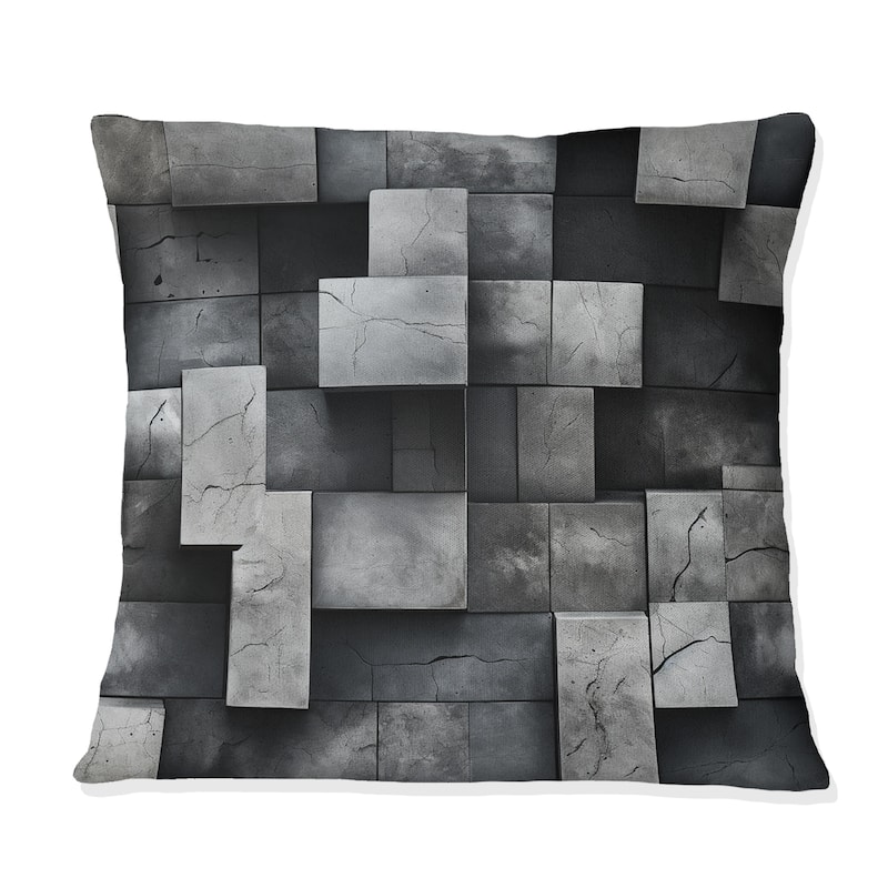 Designart "Architectural Concrete Wall Illusion I" Brick Printed Throw Pillow