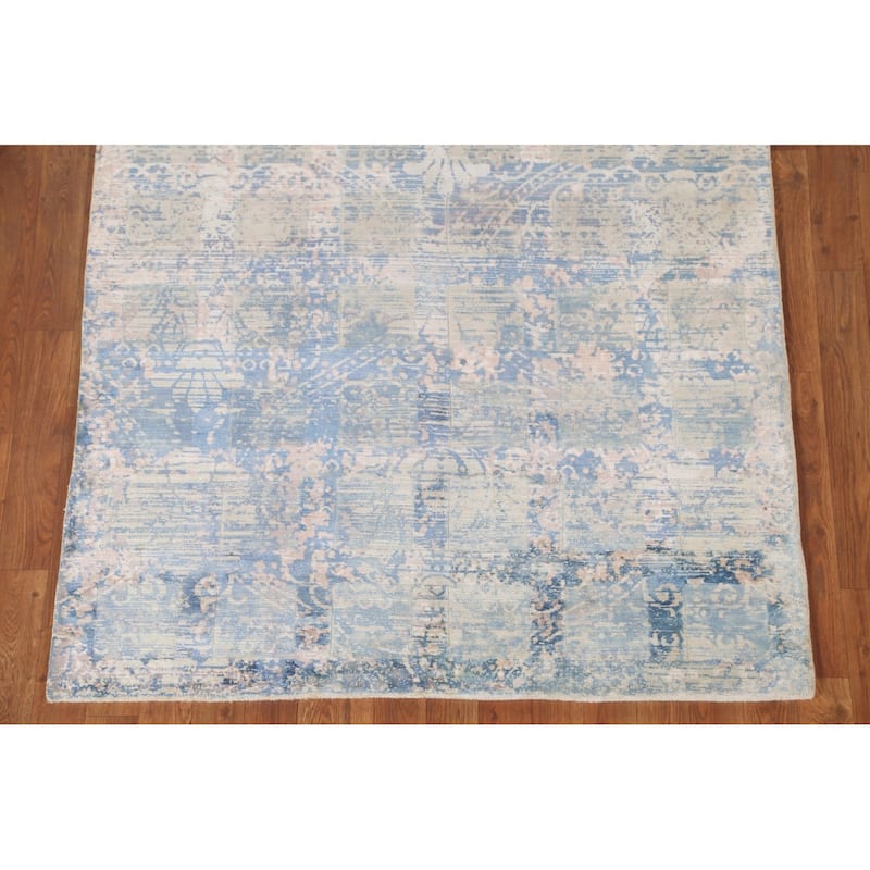 Modern Area Rug Hand-Knotted Abstract Wool Carpet - 4'0"x 5'9"