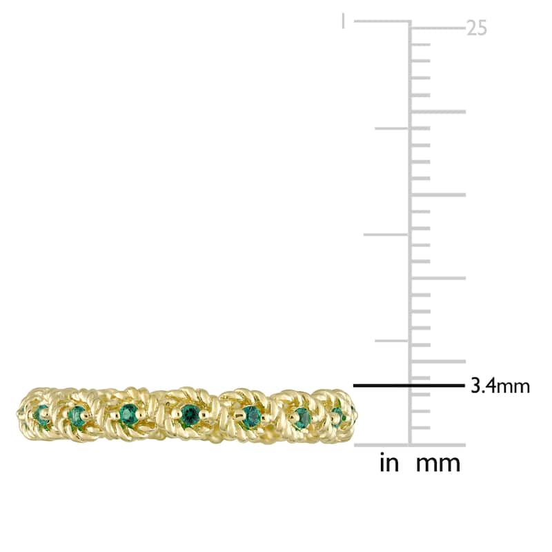Miadora 1/6ct TGW Created Emerald Infinity Eternity Ring in 10k Yellow Gold