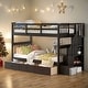 preview thumbnail 2 of 14, Artsy Twin-Over-Twin Bunk Bed with Three Drawers and Storage Stairway for Bedroom, Maximized Space, Espresso