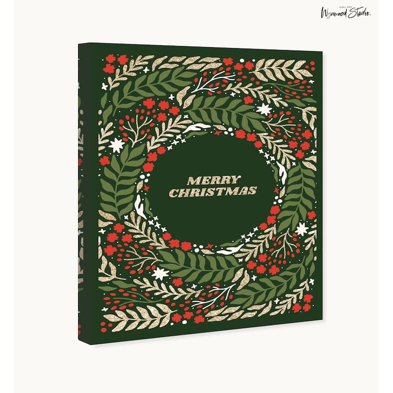Wynwood Studio Canvas Holiday and Seasonal Glam Christmas Wish Green Glam Wall Art Canvas Print