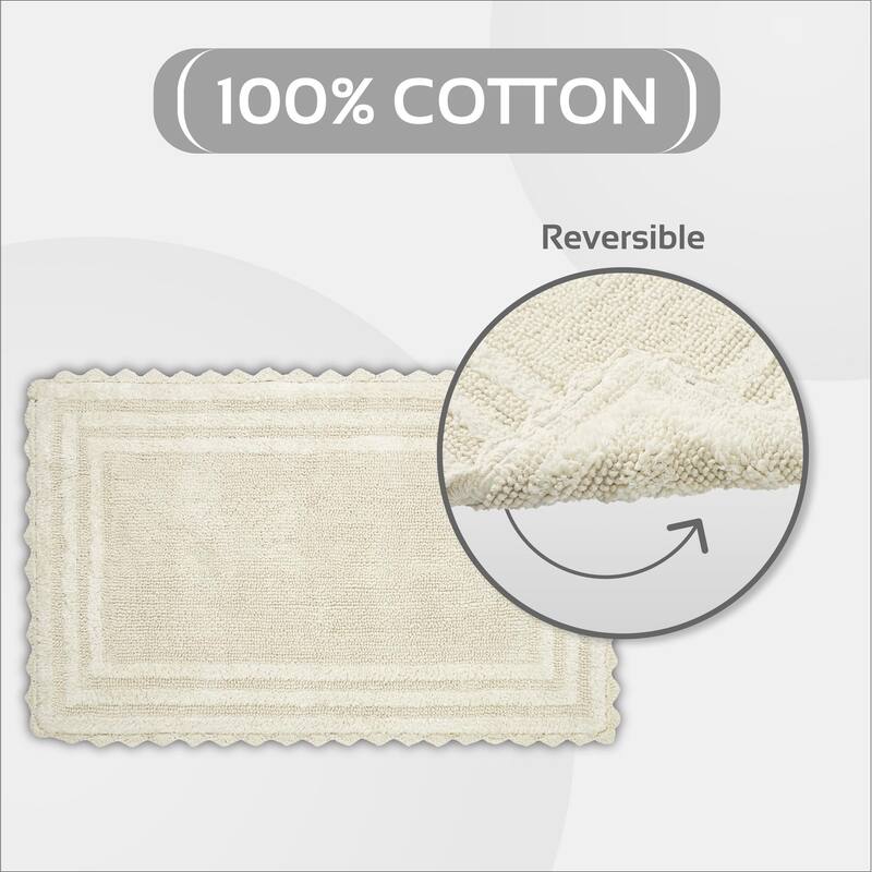 Better Trends Bath Rugs Set 100% Cotton Soft & Water Absorbent Tufted Bathroom Rug for Shower, Sink Bath Mats Lilly Crochet