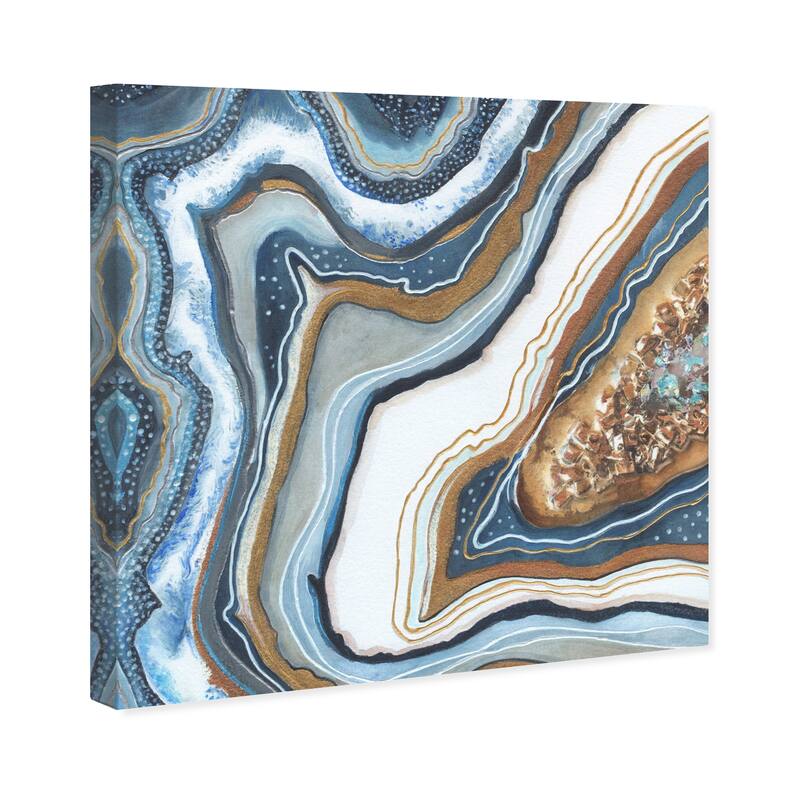 Wynwood Studio Canvas Abstract Royal Geode Blue and Taupe Modern & Contemporary Wall Art Canvas Print