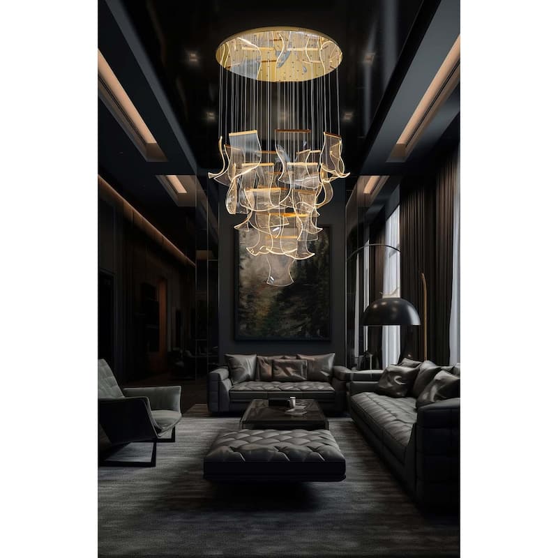Luxury LED modern Chandelier 24 lights for Foyer staircase or hallway