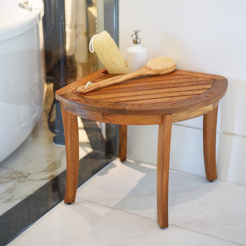 Cambridge Casual Estate Spa Teak Corner Shower Stool - Medium Brown