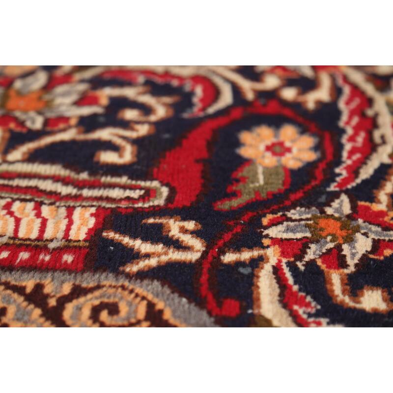 Hand Knotted Oriental 100% Wool Carpet Traditional Floral Navy Blue & Blues Kashmar Area Rug - 12' 1'' X 9' 5''