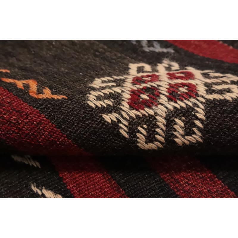 Hand Woven Oriental 100% Wool Carpet Southwestern Tribal Red Kilim Area Rug - 9' 9'' X 5' 11''
