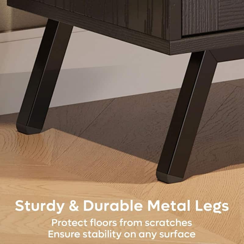 80'' Rattan Black TV Stand for TVs up to 85", Boho LED TV Console with Adjustable Shelves and doors