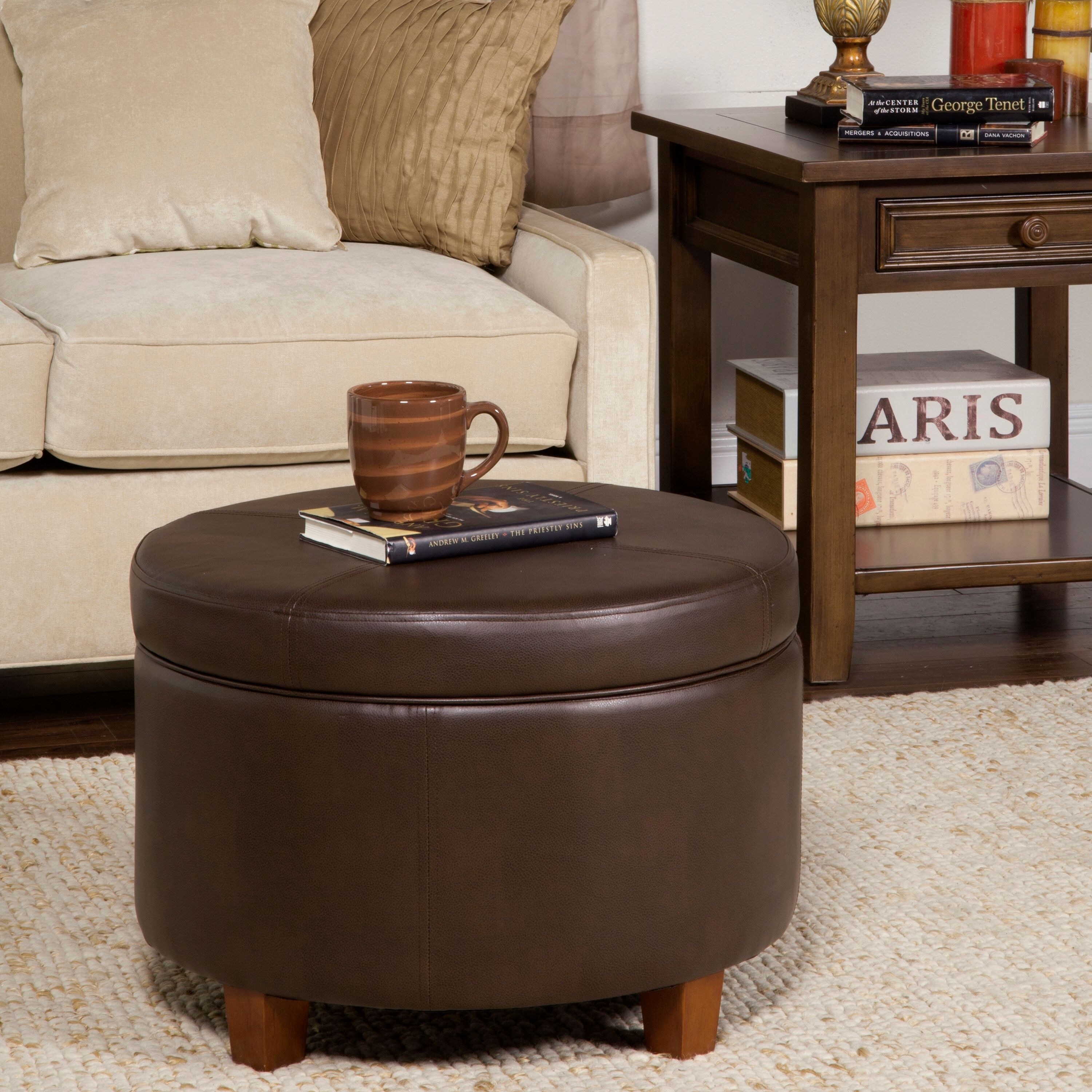 Chocolate hotsell leather ottoman
