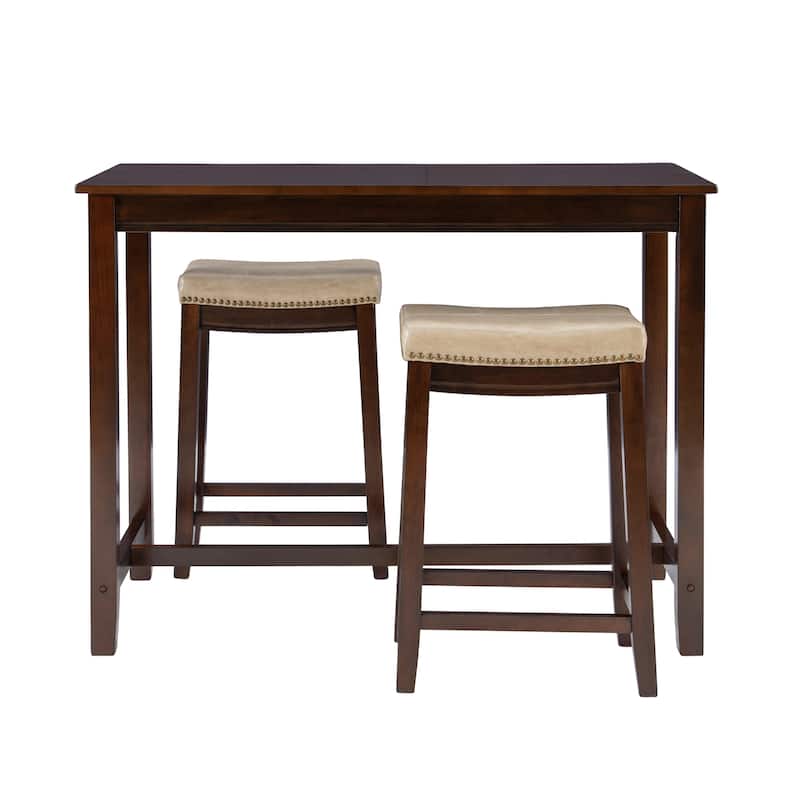 3-Piece Counter Table and Stools - 47.25" - Brown and Beige