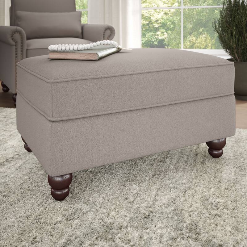 Bush Furniture Coventry Large Upholstered Storage Ottoman - Beige Herringbone