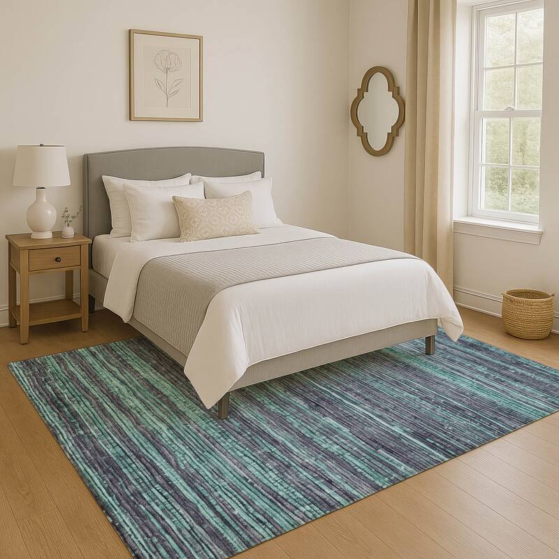Premium Washable Super Soft Casual Stripes Mayfield Rug - 5' x 7'6" - Teal