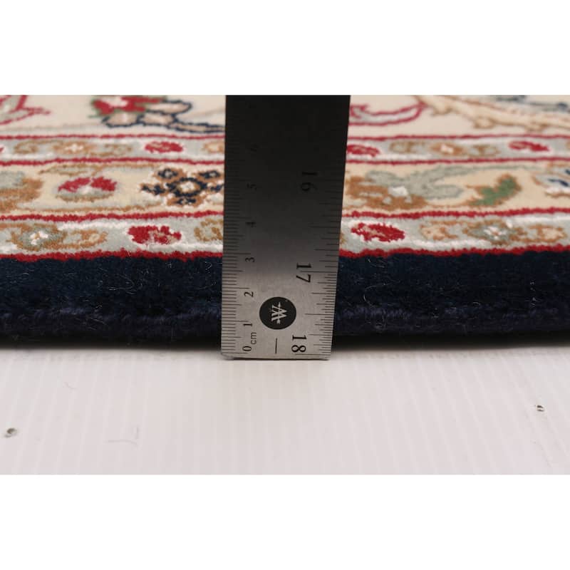 ECARPETGALLERY Hand-knotted Nain Dark Navy Silk, Wool Rug - 9'1 x 12'2