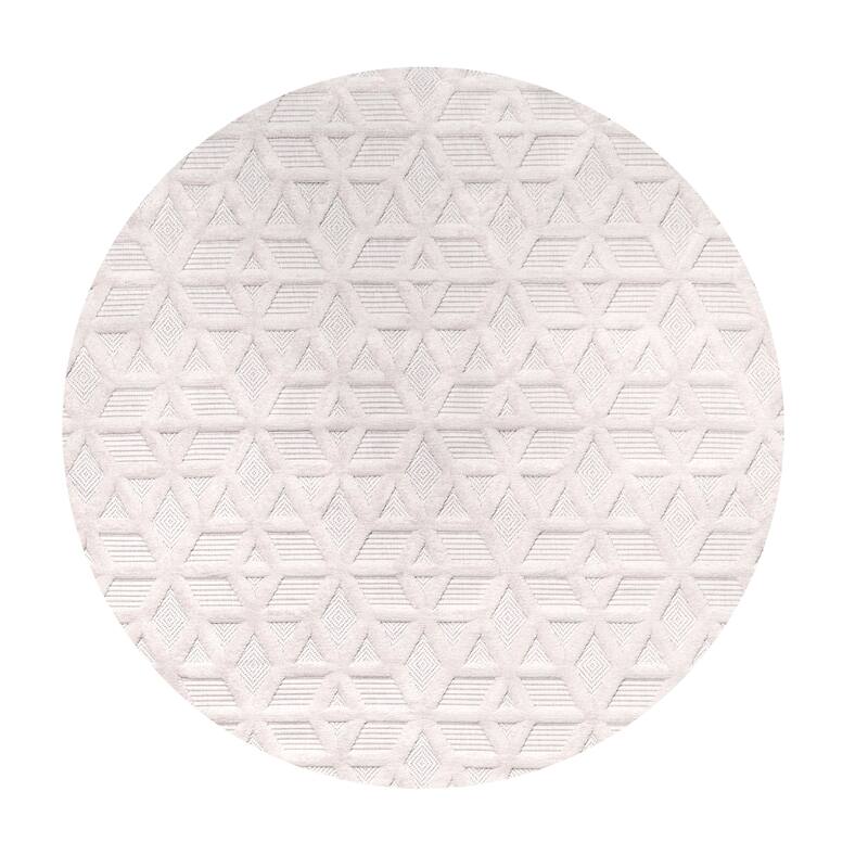 JONATHAN Y Peralta Neutral Geometric Indoor/Outdoor Area Rug - 5' Round - Ivory
