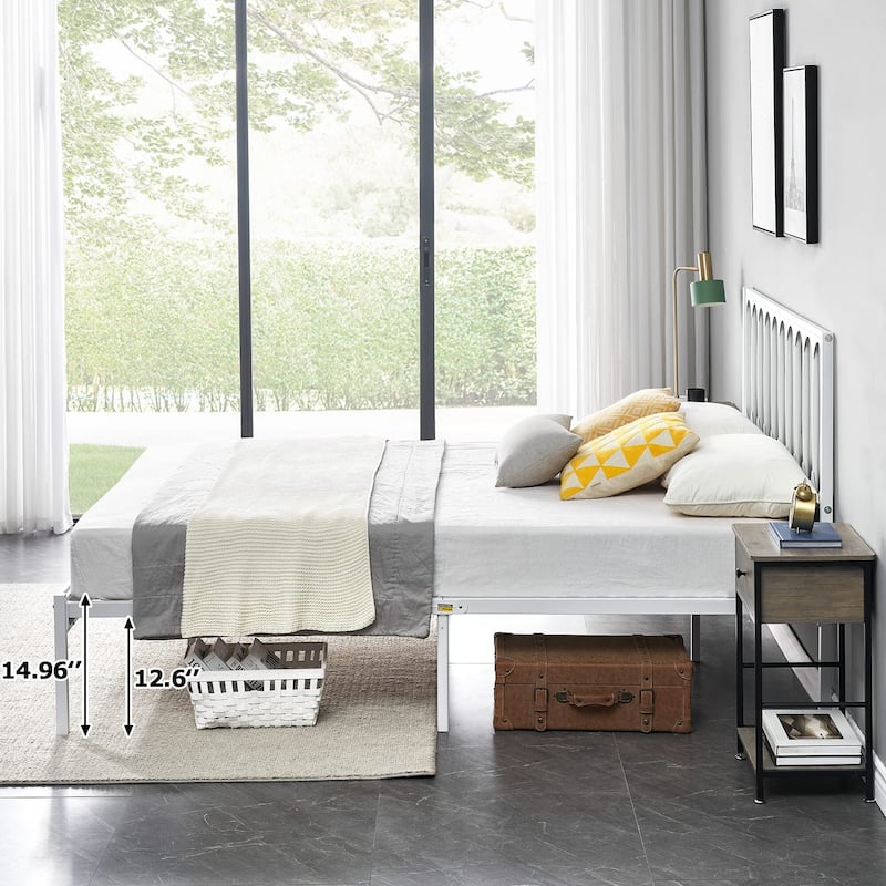 Metal Queen Size Modern Bed Frame Platform Mattress Foundation