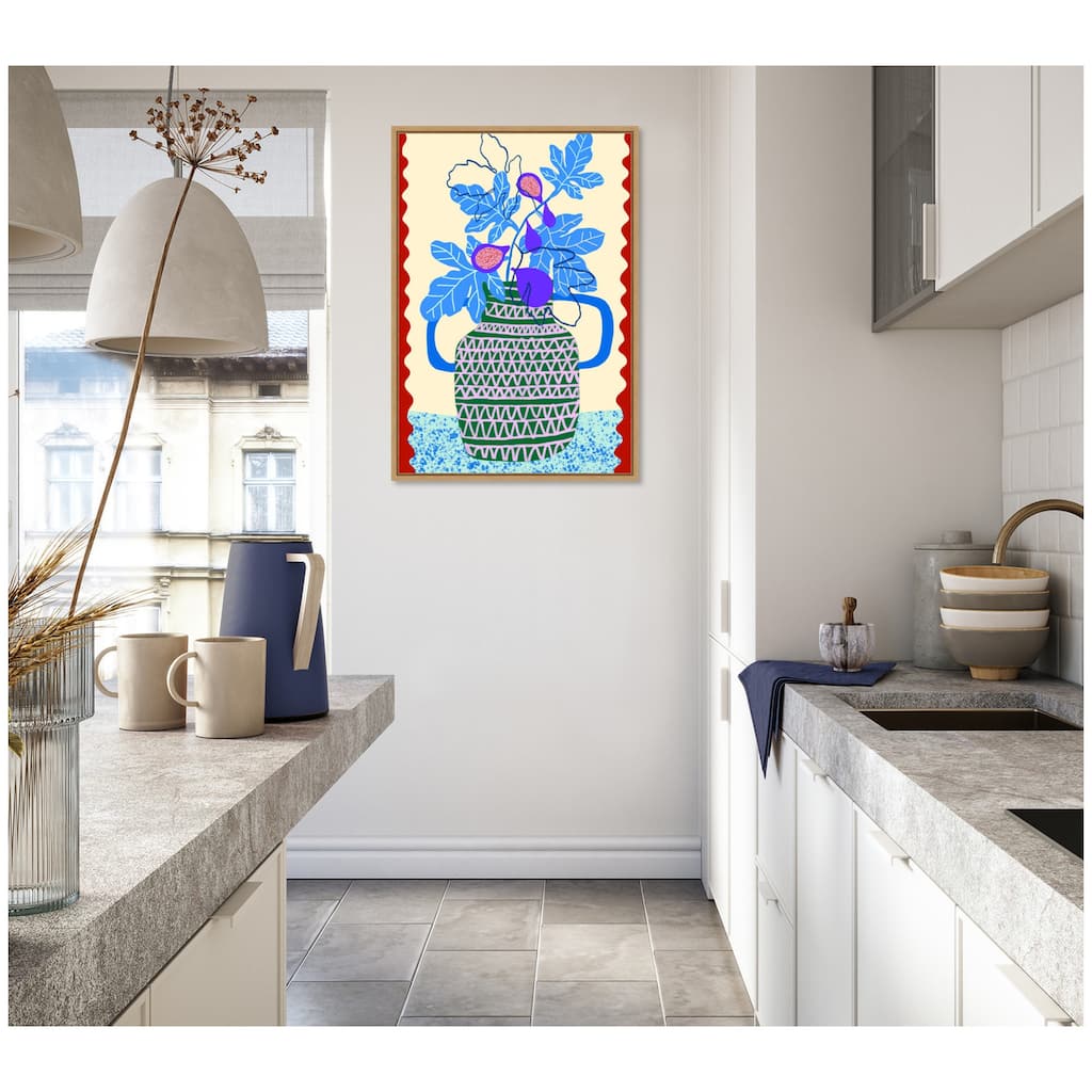 Kate and Laurel Sweet Fig Pot by Teresa Rego Framed Canvas Wall Art Print