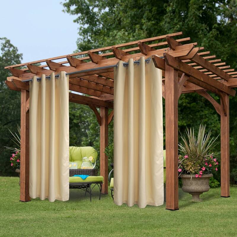Pro Space 50" x 120" Indoor/Outdoor Curtains Grommet Curtain (4-panel) - 50''x12'' - Beige - 50''x12''