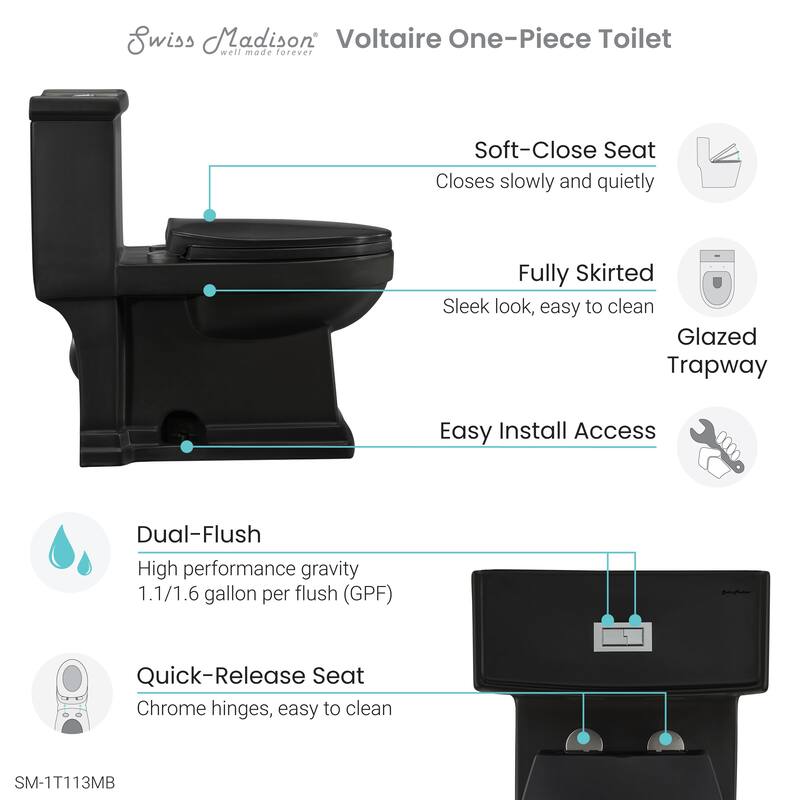 Voltaire One Piece Elongated Toilet Dual Flush 0.8/1.28 gpf