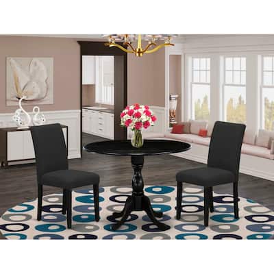 3-Piece Wirebrushed Black Solid Wood Top - Dining Room Set (Seats-4)